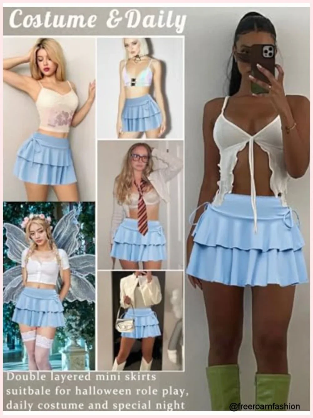Y2K Pleated Ruffle Mini Skirt Women Layered Micro Short Skirt